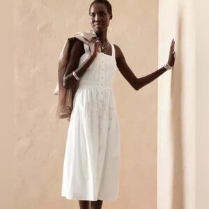 Banana Republic Factory White Poplin Cotton Sundress Size 10 petite